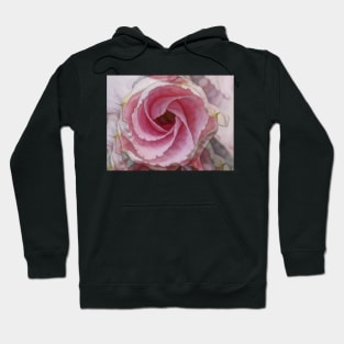 bright colourful rose in pink and white glowing colours Hoodie